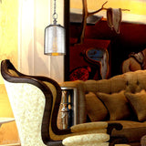 Szklana lampa wisząca Hounslow ze szkłem trawionym rtęciowym - Feiss (szczotkowana stal, 16,5cm, 1xE27)