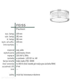 Lampa do łazienki 38/28cm sufitowa szklana - plafon chrom (LED G9) Feiss (Paulson)