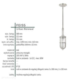 Loftowa, industrialna lampa wisząca 11cm (antyczny mosiądz) (1xE27) Feiss (UrbanRWL)