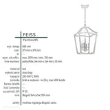 Lampa wisząca lampion (stary brąz) świecznik 37x37cm, do salonu kuchni sypialni (4xE14) Feiss (Yarmouth)