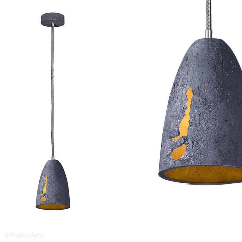 Betonowa lampa wisząca - nowoczesna industrialna, do salonu (1xE27) (Febe Volcano 15) Loftlight