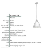 Lampa ze szklanym dyfuzorem 32cm - wisząca (antyczny nikiel) do kuchni salonu (1xE27) Hinkley (Amelia)
