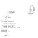 Lampa ścienna (chrom) kinkiet - klosz 22cm do salonu kuchni sypialni (1xE27) Hinkley (Congress)