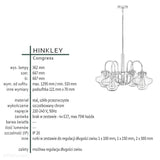 Żyrandol Congress (szczotkowany chrom) -  Hinkley, klosz 22cm, 4xE27