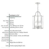 Wisząca latarnia 35cm (pewter) lampa do salonu kuchni sypialni łazienki (6xE14) Hinkley (Gentry)