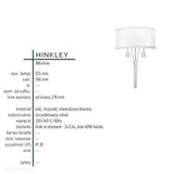 Lampa ścienna (nikiel, utwardzony abażur, kryształy) kinkiet do sypialni salonu (2xE14) Hinkley (Mime)