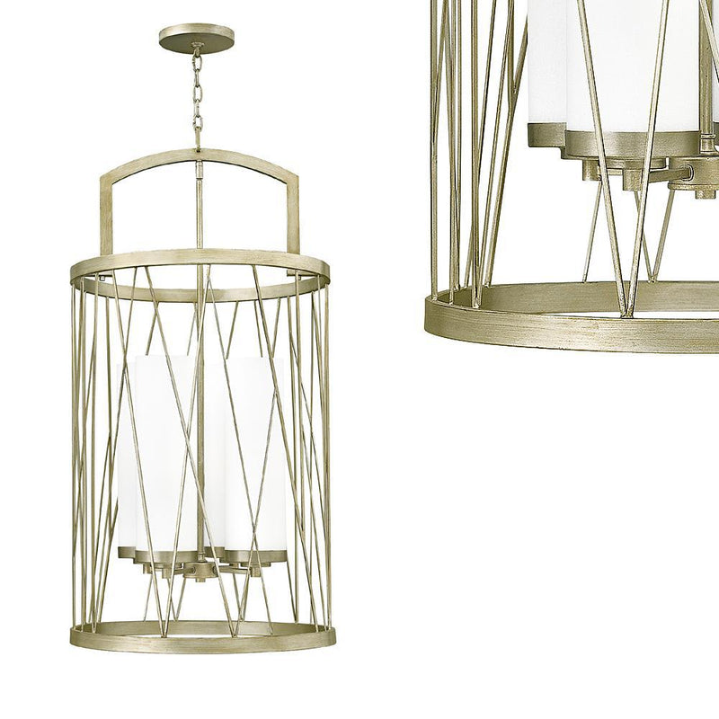 Metalowa lampa wisząca Nest z płatkami srebra - Hinkley, lampa do salonu / kuchni / sypialni (4xE27, 53 cm)