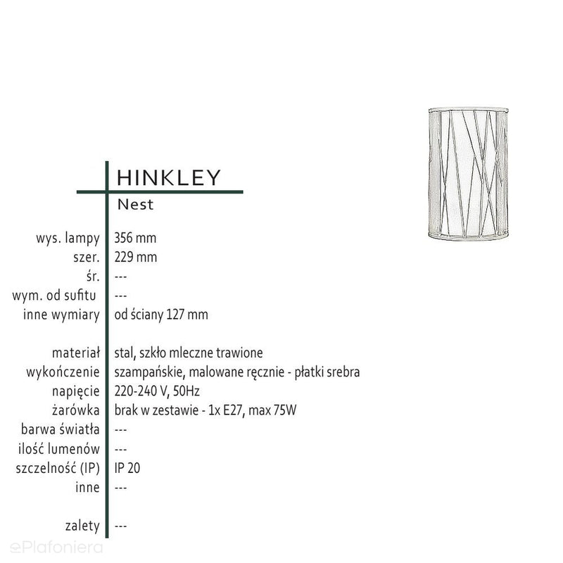 Premium lampa ścienna Nest z płatkami srebra - Hinkley, kinkiet do salonu / kuchni / sypialni łazienki (1xE27)