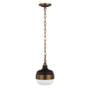Metal, szkło, łańcuch - lampa wisząca 20/30cm (czerń, mosiądz) do kuchni salonu (1xE27) Feiss (Cadence)