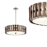 Nowoczesna lampa wisząca 60cm (abażur - drewno) do salonu sypialni kuchni (4xE27) Kichler (Cirus)