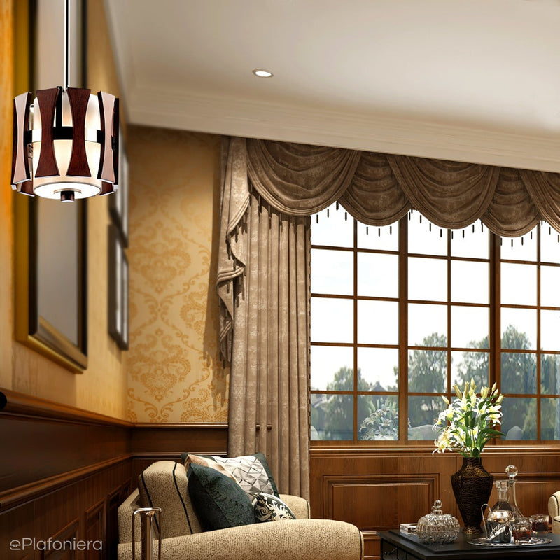 Nowoczesna lampa wisząca 20cm (abażur - drewno) do salonu sypialni kuchni (1xE27) Kichler (Cirus)