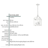 Wisząca metalowa latarnia świecznik 30x30cm (stary brąz) do kuchni salonu (3xE14) Kichler (Larkin)