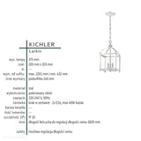 Wisząca metalowa latarnia świecznik 20x20cm (szczotkowany nikiel) do kuchni salonu (2xE14) Kichler (Larkin)