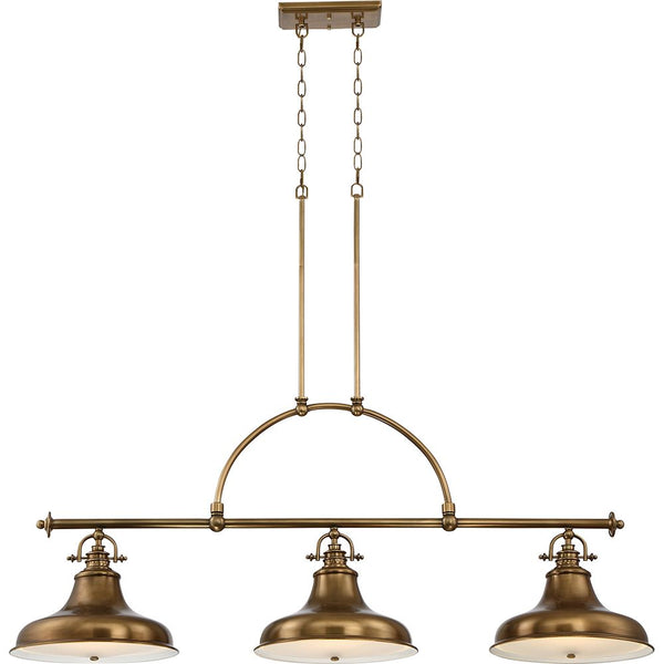 Industrialna lampa (mosiądz) wisząca, żyrandol 133x33cm, do kuchni salonu (1xE27) Quoizel (Emery)