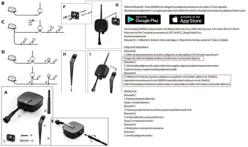 Inteligentny odbiornik Bluetooth - Smart (IP 44) - AKCESORIA systemu 12V LED Polned (6269011)