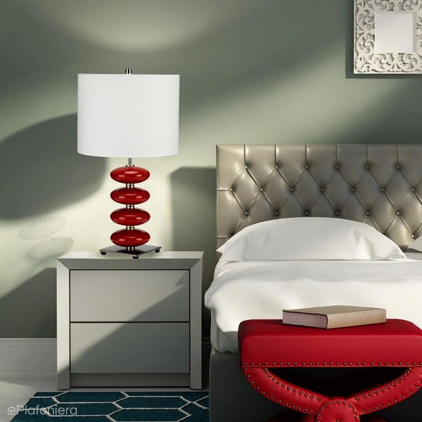 Lampa stojąca 60cm - stołowa (czerwona porcelana) do salonu sypialni gabinetu (1xE27) Elstead (Onyx)