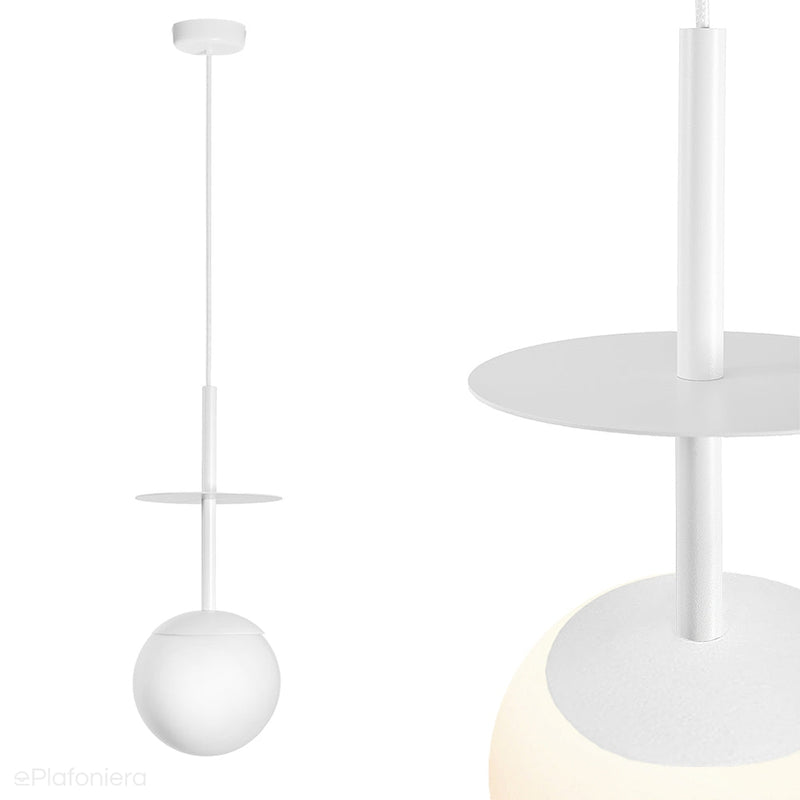Biała lampa wisząca kula do salonu, sypialni i kuchni Plaat A Ummo