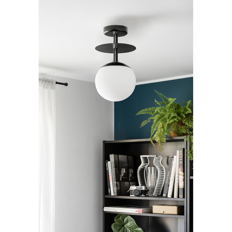 Stylowa czarna lampa sufitowa kula Plaat B - plafon do salonu, sypialni, kuchni, łazienki Ummo