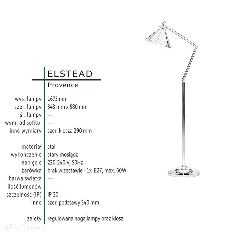Lampa podłogowa Provence (stary mosiądz) - Elstead (1xE27)