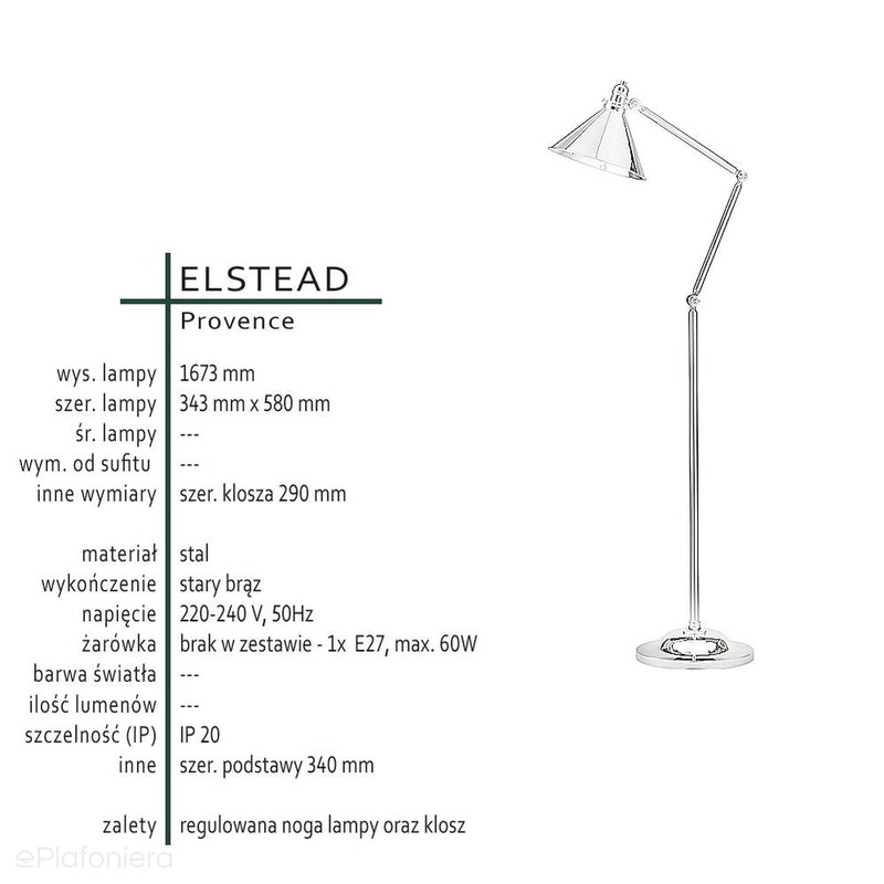 Lampa podłogowa Provence (stary brąz) - Elstead (1xE27)