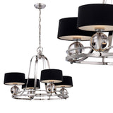 Lampa wisząca srebrna - czarny abażur  (77cm) żyrandol do salonu sypialni jadalni (G9 4x4W) Quoizel (Gotham)