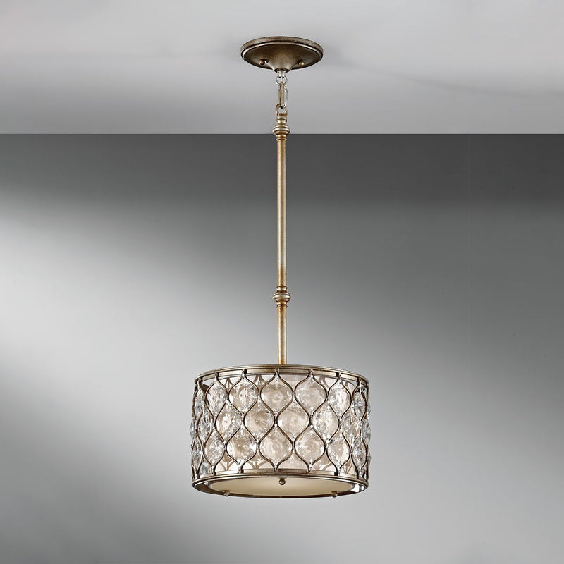 Kryształowa lampa 32cm, ręcznie malowana (oksydowane srebro) do sypialni salonu (1xE27) Feiss (lucia)