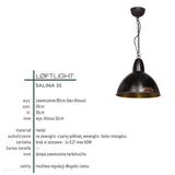 Loftowa metalowa lampa wisząca, industrialna 35cm Salina Czarna, do salonu kuchni (Loftlight)