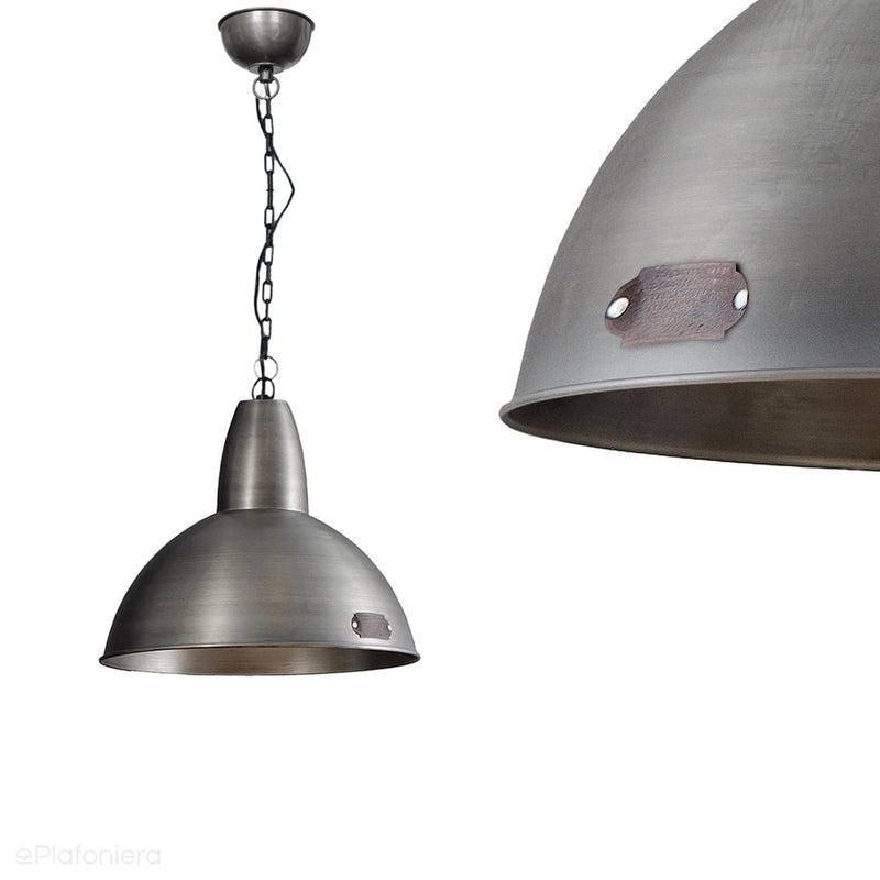 Loftowa metalowa lampa wisząca, industrialna 35cm Salina Nikiel, do salonu kuchni (Loftlight)