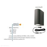 Lampa zewnętrzna - kinkiet, ogrodowa grafit/czarny IP 44 (2x4W, 3000K) (system 12V LED) Sibus