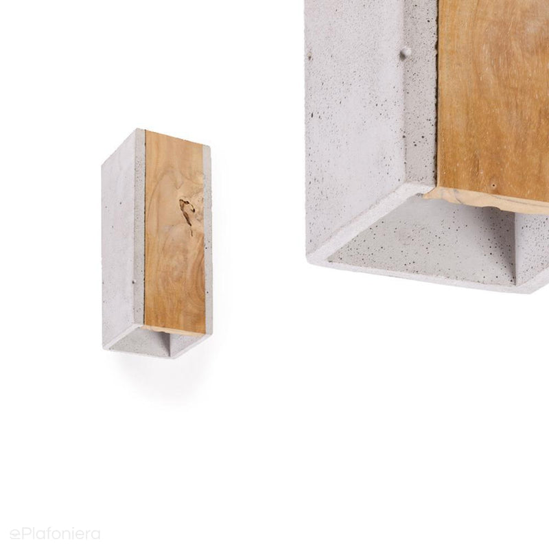 Betonowy kinkiet - drewno, lampa ścienna do salonu sypialni kuchni (2x GU10) (Orto Teak) Loftlight