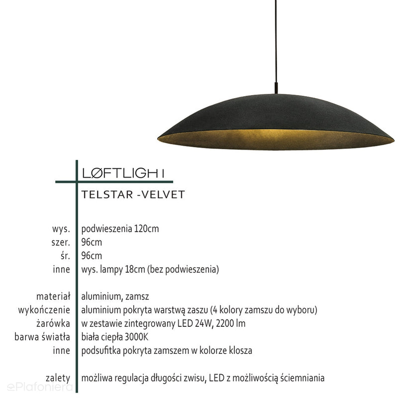 Nowoczesna duża lampa wisząca 96cm do salonu Telstar Velvet LoftLight