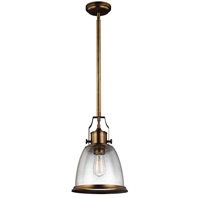 Lampa metalowa - szklana, 24cm (stary mosiądz) do kuchni salonu (1xE27) Feiss (Hobson)