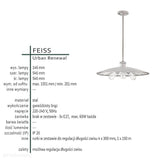 Industrialna lampa wisząca Urban - wykończona gwieździstym brązem - Feiss / 54cm / 3xE27
