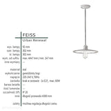 Industrialna lampa wisząca 30cm (gwieździsty brąz (1xE27) do kuchni salonu, Feiss (Urban)