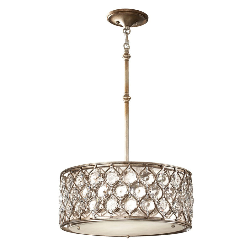 Kryształowa lampa 46cm, ręcznie malowana (oksydowane srebro) do sypialni salonu (3xE27) Feiss (lucia)