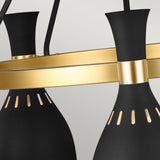 Czarna metalowa lampa wisząca, żyrandol do wysokich pomieszczeń, 5xE27 Feiss (Joan)