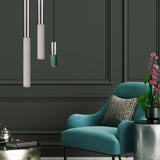 Betonowa nowoczesna lampa - wisząca stalowa tuba (23/33/53cm), do salonu sypialni (Kalla Inox) Loftlight