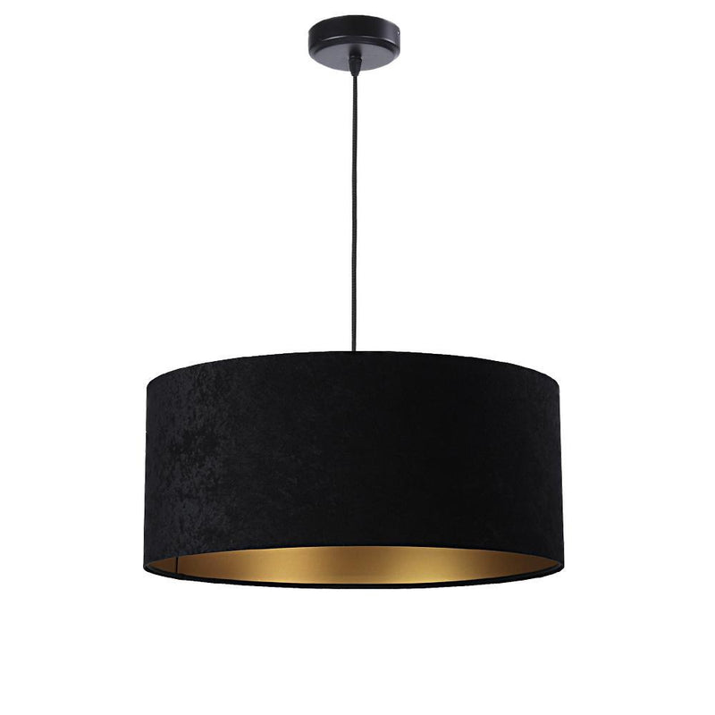 Welurowy abażur Gloria - czarna lampa wisząca do salonu, sypialni (kolekcja - Standard, 1xE27) ręcznie robiona - ePlafoniera