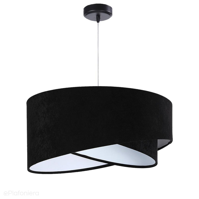 Abażur Viviana - czarna lampa wisząca welurowa, do salonu, sypialni (asymetria 1xE27) ręcznie robiona - ePlafoniera
