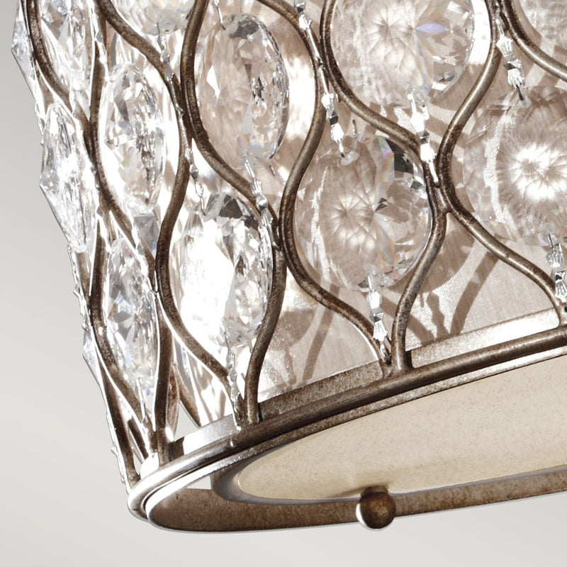 Kryształowa lampa sufitowa 40cm, ręcznie malowana (oksydowane srebro) do sypialni salonu (3xE27) Feiss (lucia)