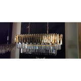 Piękny kryształowy żyrandol do salonu (90x30cm, złoty) Lucea 80321-05-L13-GD SESTINO