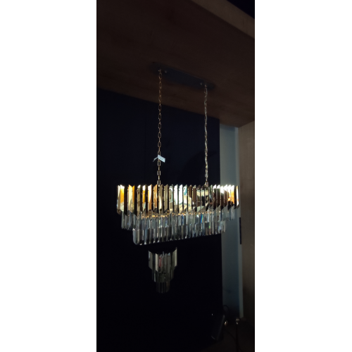 Piękny kryształowy żyrandol do salonu (90x30cm, złoty) Lucea 80321-05-L13-GD SESTINO