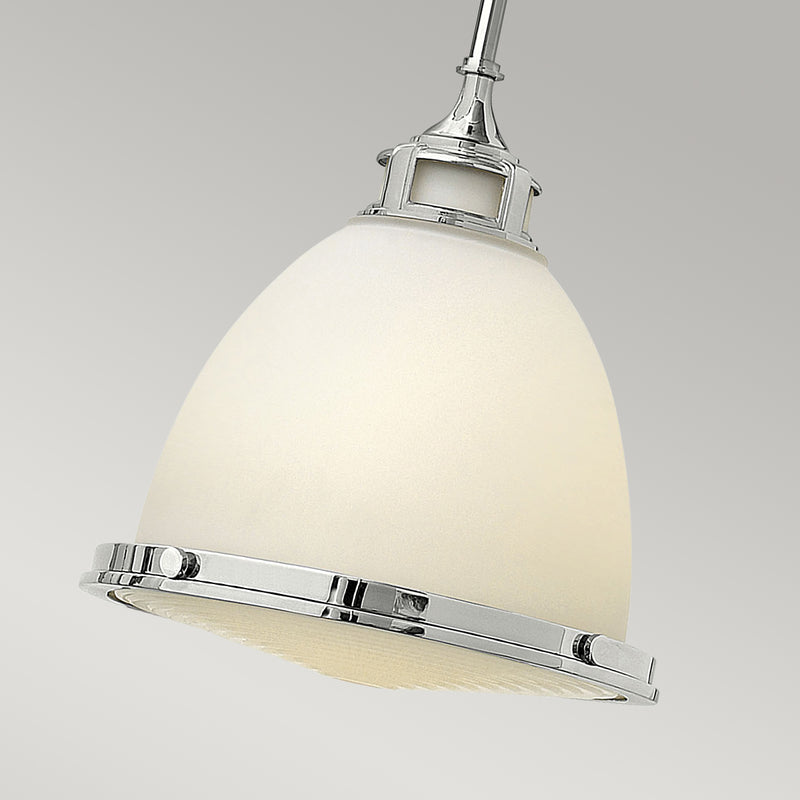 Lampa ze szklanym dyfuzorem 32cm - wisząca (szkło - chrom) do kuchni salonu (1xE27) Hinkley (Amelia)