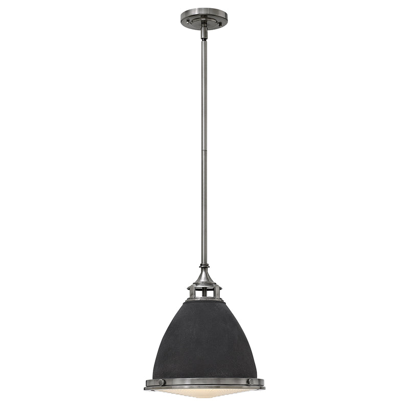 Lampa ze szklanym dyfuzorem 32cm - wisząca (stary cynk) do kuchni salonu (1xE27) Hinkley (Amelia)
