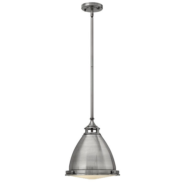 Lampa ze szklanym dyfuzorem 32cm - wisząca (antyczny nikiel) do kuchni salonu (1xE27) Hinkley (Amelia)