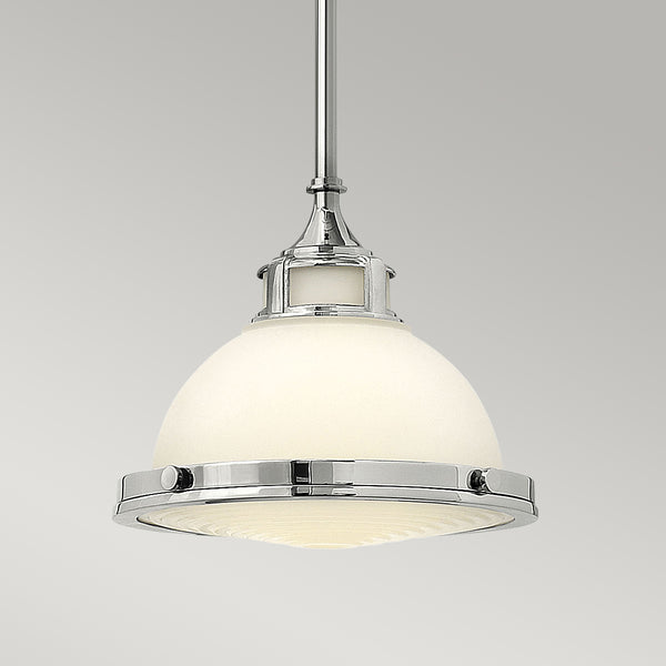 Lampa ze szklanym dyfuzorem 29cm - wisząca (szkło - chrom) do kuchni salonu (1xE27) Hinkley (Amelia)