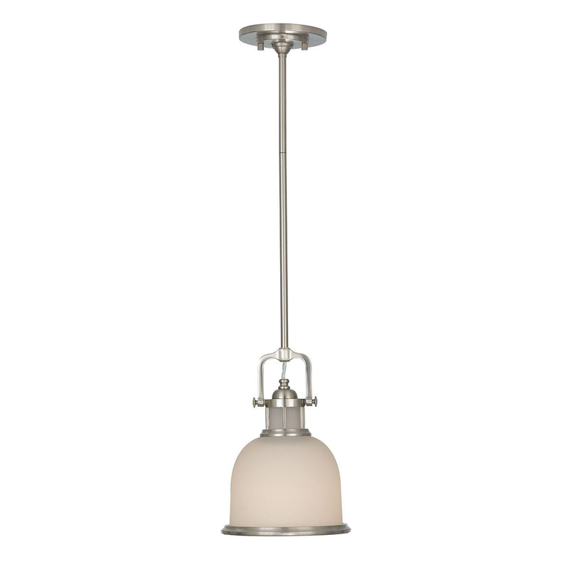 Szklana lampa wisząca 19cm (perłowe szkło, szczotkowana stal) do kuchni łazienki (1xE27) Feiss (Parker)