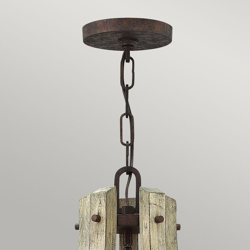 Drewniana lampa wisząca 40cm (rdzawe żelazo) do salonu kuchni sypialni (3xE14) Hinkley (Middlefield)