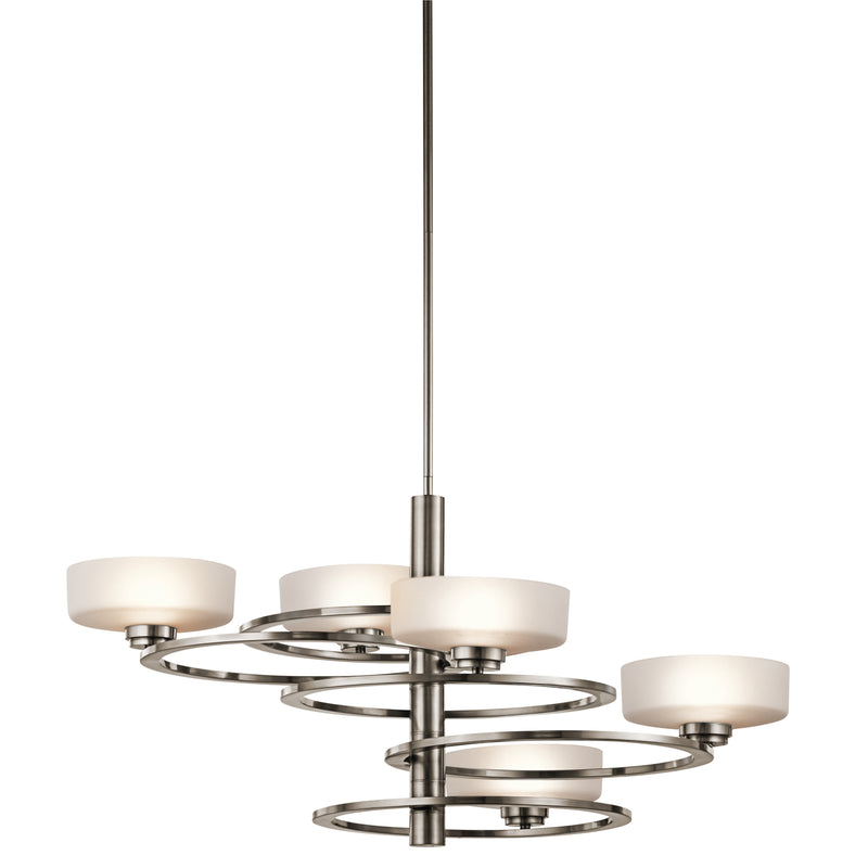 Metalowa lampa - szklane klosze (86cm) wisząca do salonu kuchni sypialni (G9 5x4W) Kichler (Aleeka)