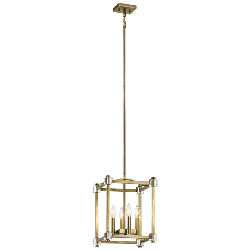 Mosiężna lampa wisząca - klatka 30x30cm do salonu kuchni sypialni (4xE14) Kichler (Cayden)